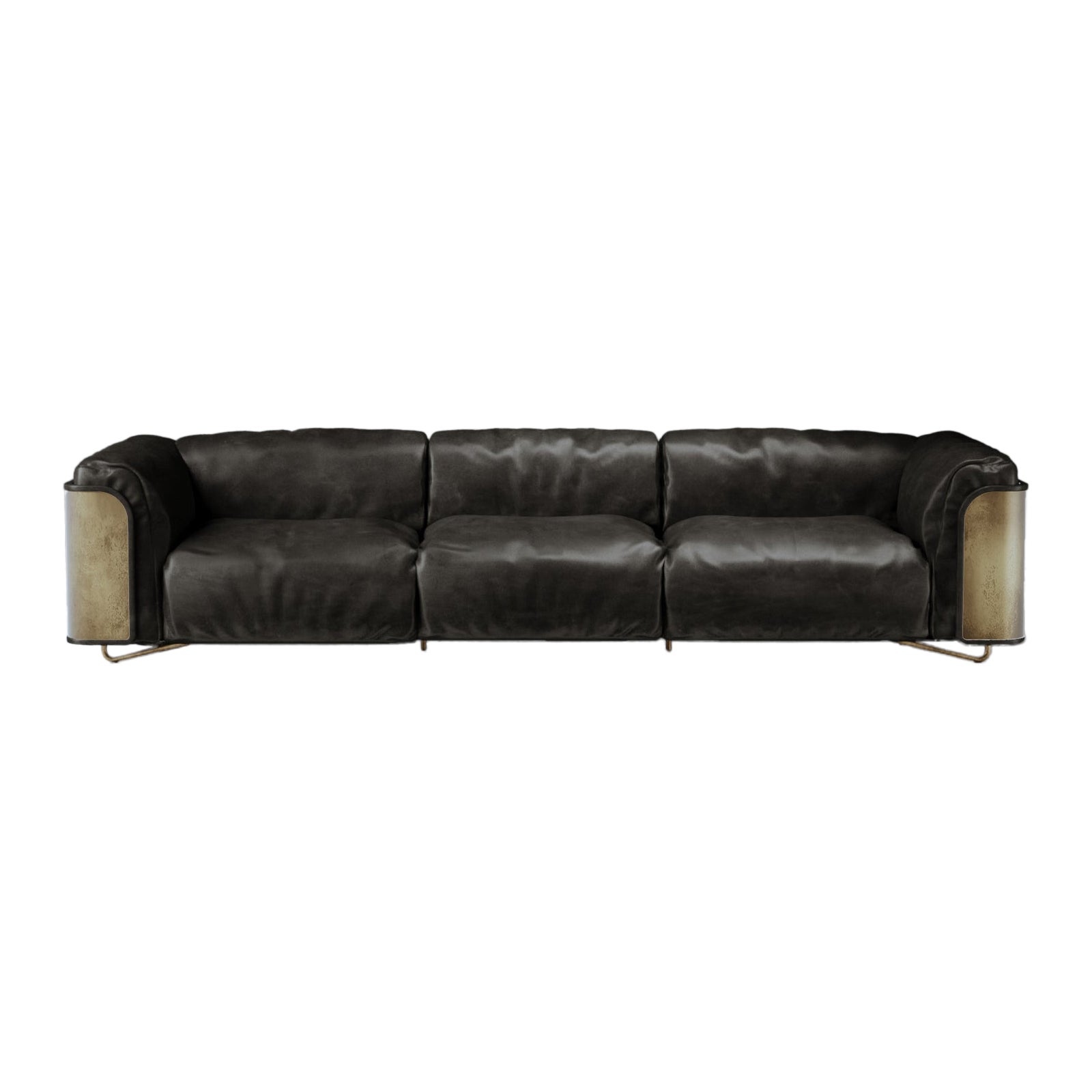 Schwarzes Saint Germain-Sofa aus Leder von Gio Pagani