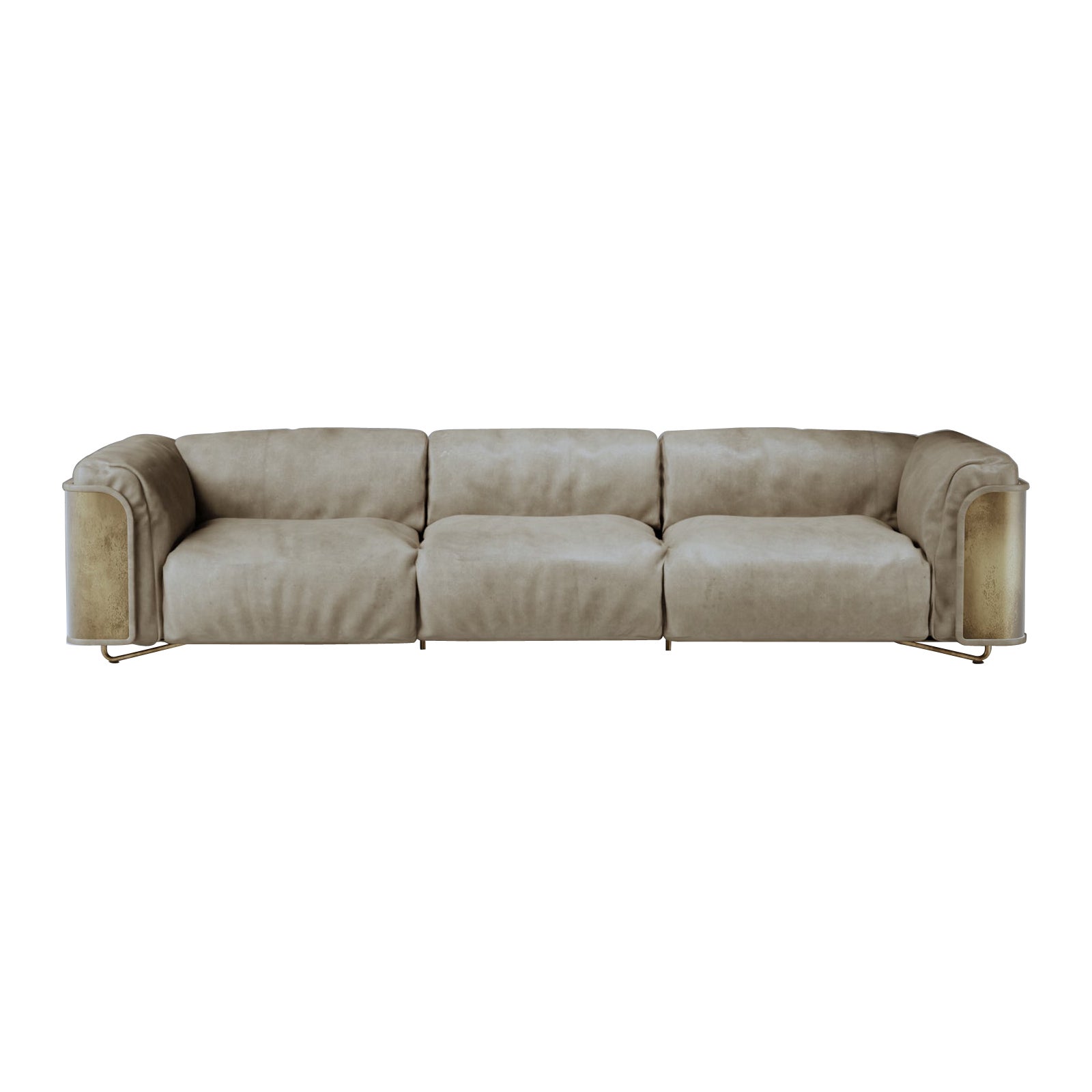 Stone Leather Saint Germain Sofa by Gio Pagani For Sale