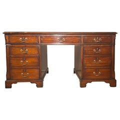 Antique Grand Scale English Mahogany Partner's Desk