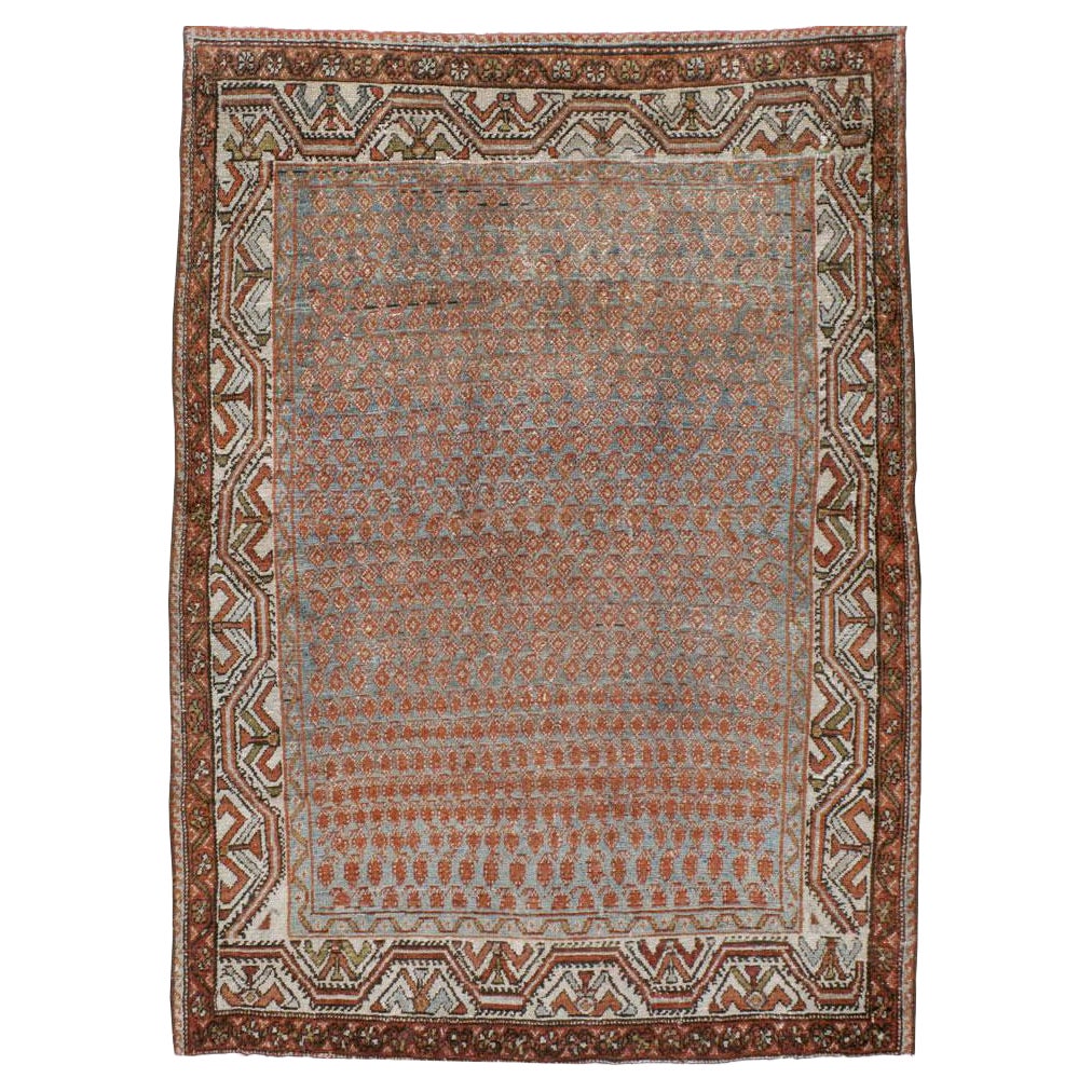 Rustic Early 20th Century Handmade Persian Malayer Accent Rug For Sale