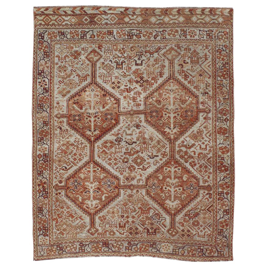 Tribal Early 20th Century Handmade Persian Shiraz Accent Rug For Sale