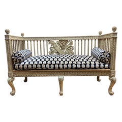 Vintage Italian Neoclassical Carved Settee Bench