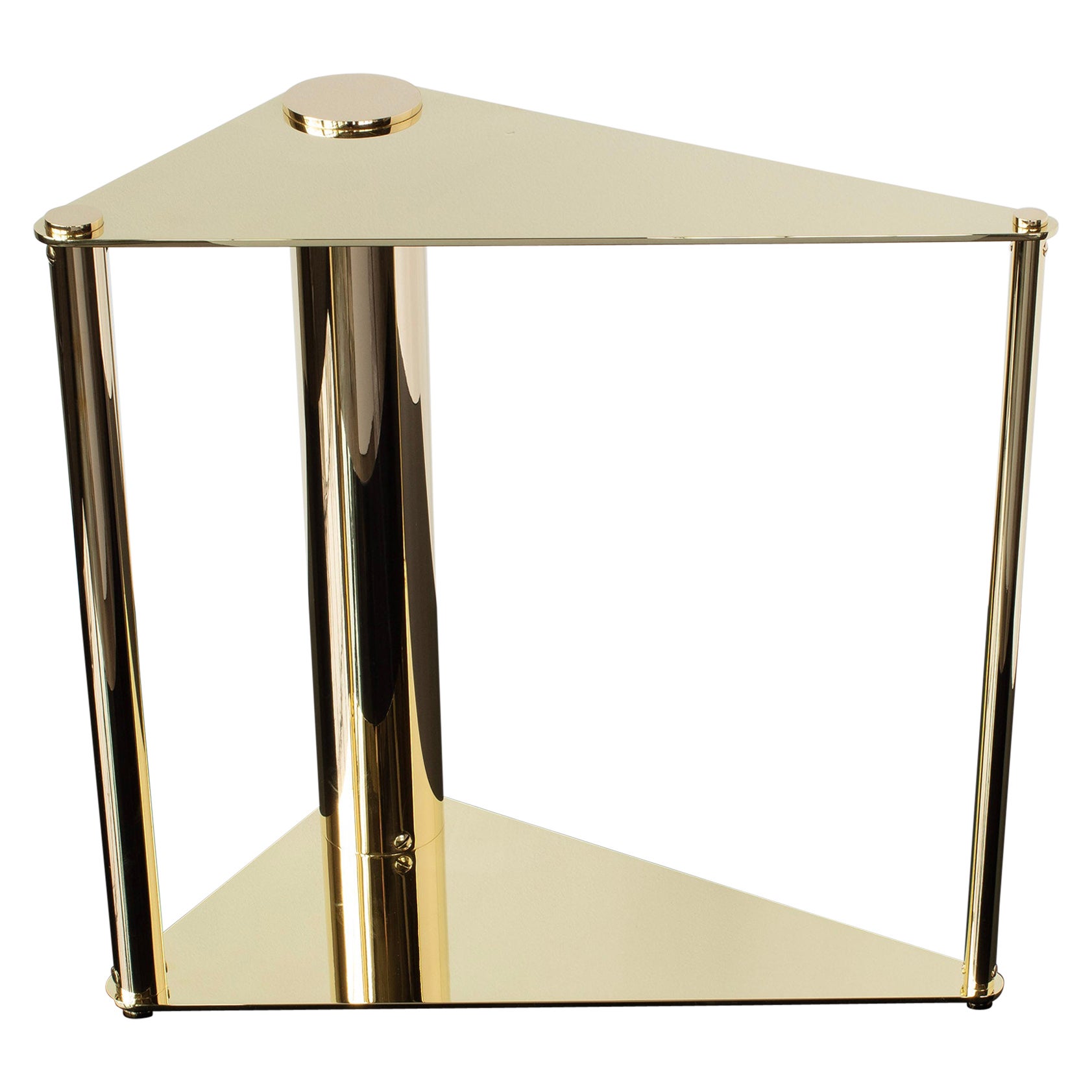 Untitled Side Table 3.0 Polished Brass Triangular Accent, End or Drink Tray For Sale