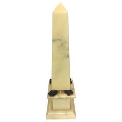 Vintage Italian Alabaster Obelisk with Bronze Turtles