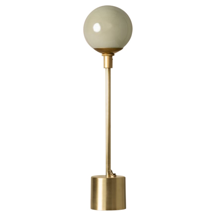 Átomo White Blown Glass and Brass Table Lamp by Isabel Moncada For Sale