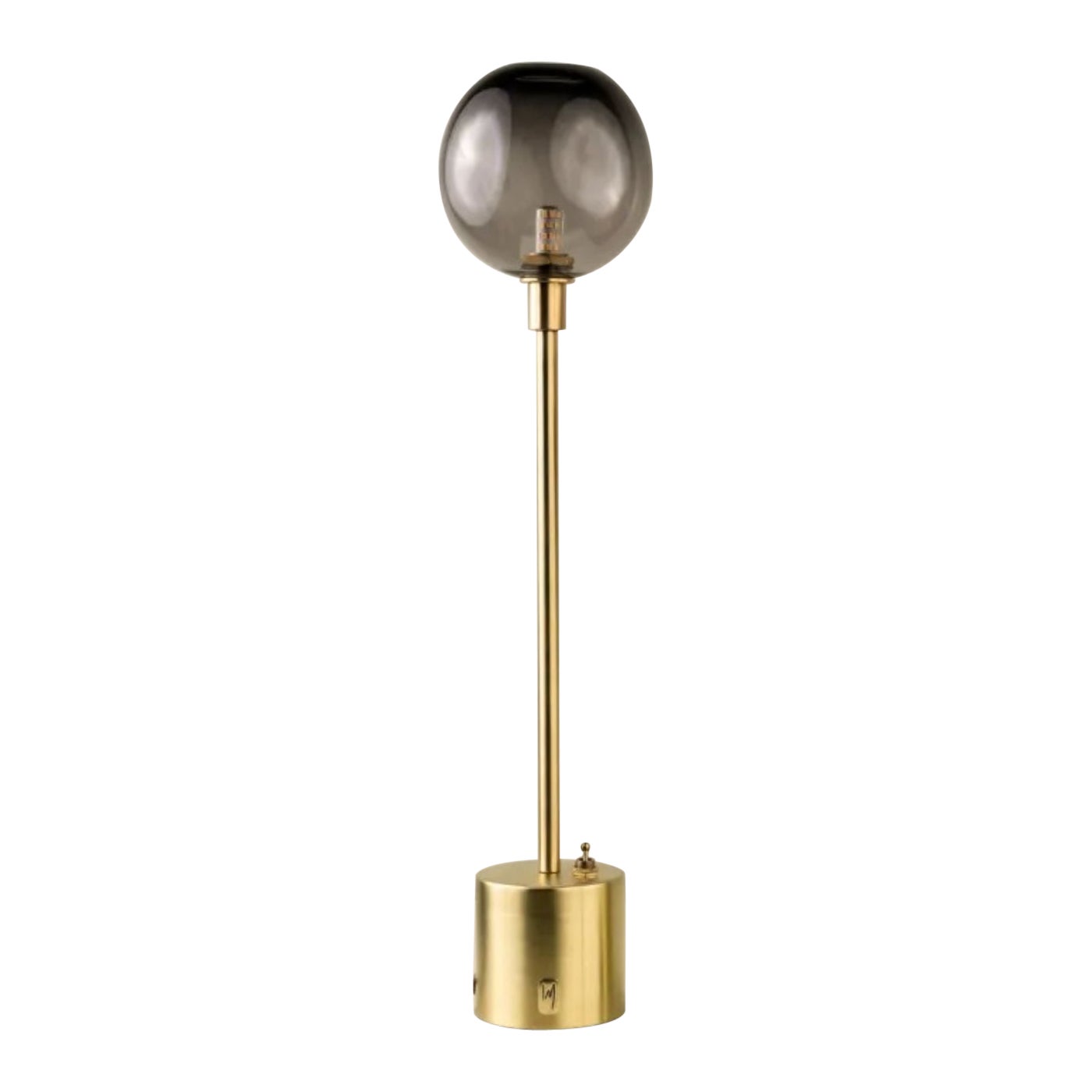 Átomo Smoke Blown Glass and Brass Table Lamp by Isabel Moncada