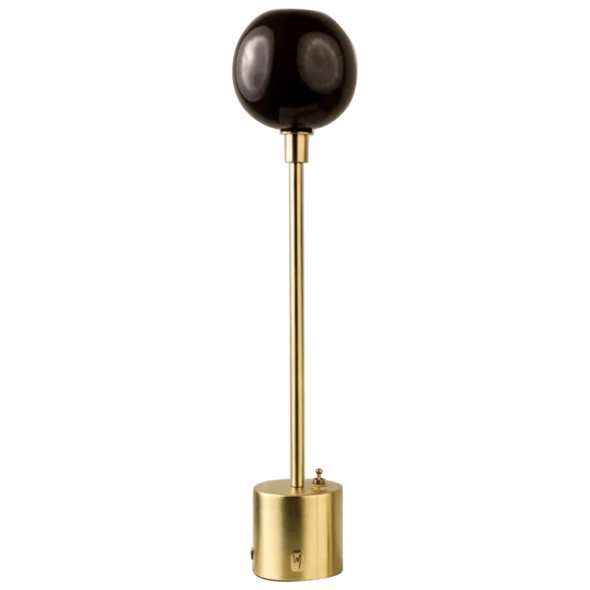 Átomo Coffee Blown Glass and Brass Table Lamp by Isabel Moncada For Sale