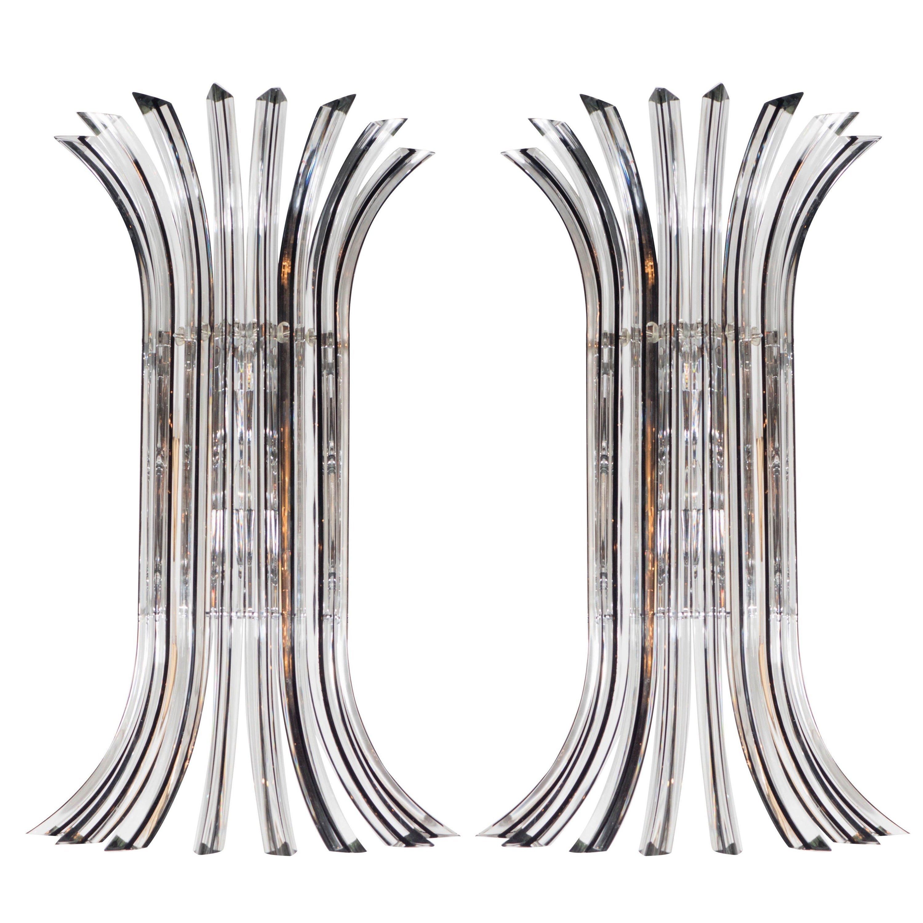 Modernist Hand Blown Murano Translucent and Smoked Glass Camer Sconces For Sale