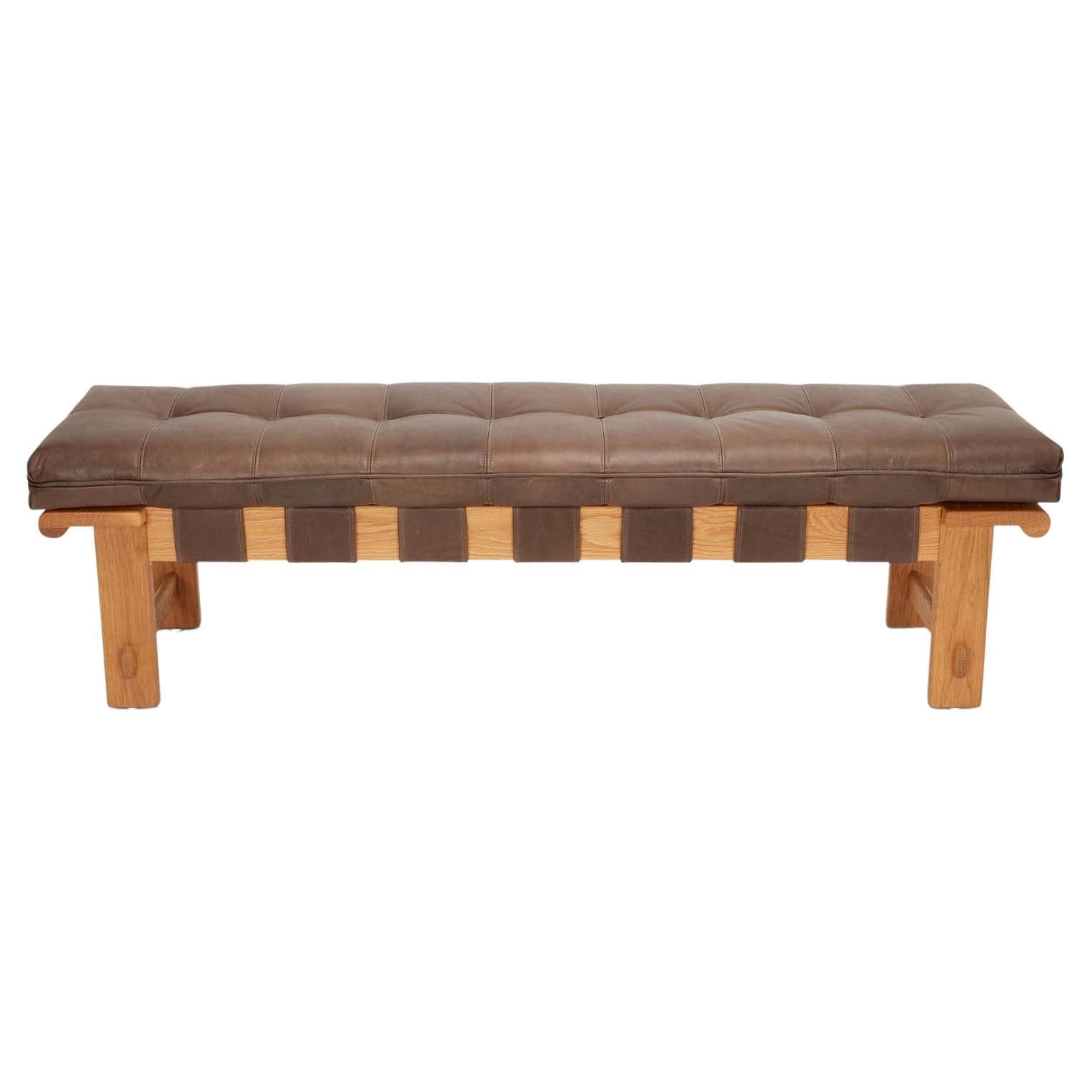 Leather Ojai Bench by Lawson-Fenning For Sale