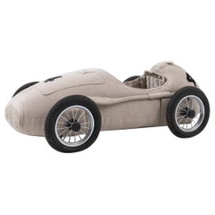 Vintage Plush Upholstered Race Car 