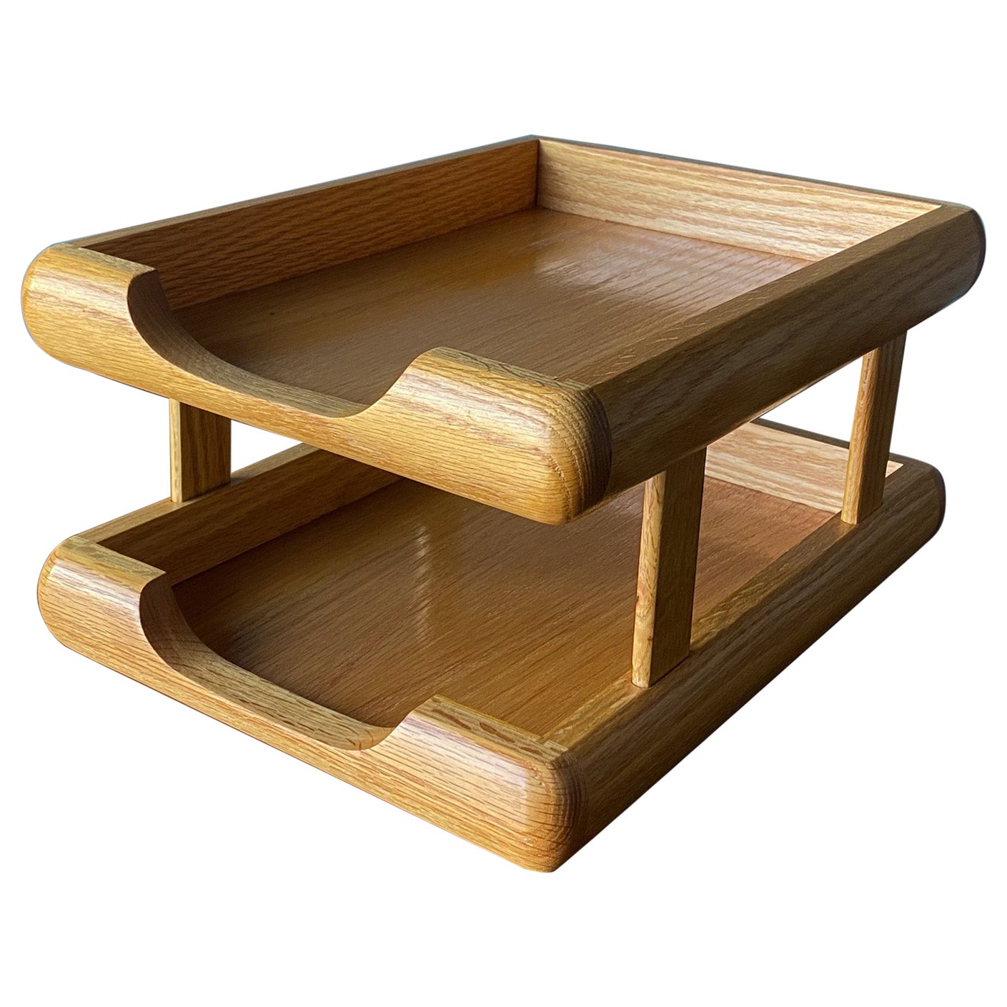 Modernist Oak Letter Tray, 1980's 