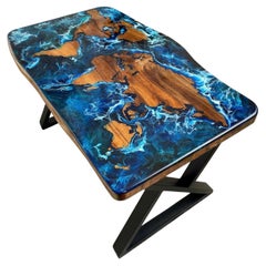 "Around The World" Organic Modern Resin Coffee Table