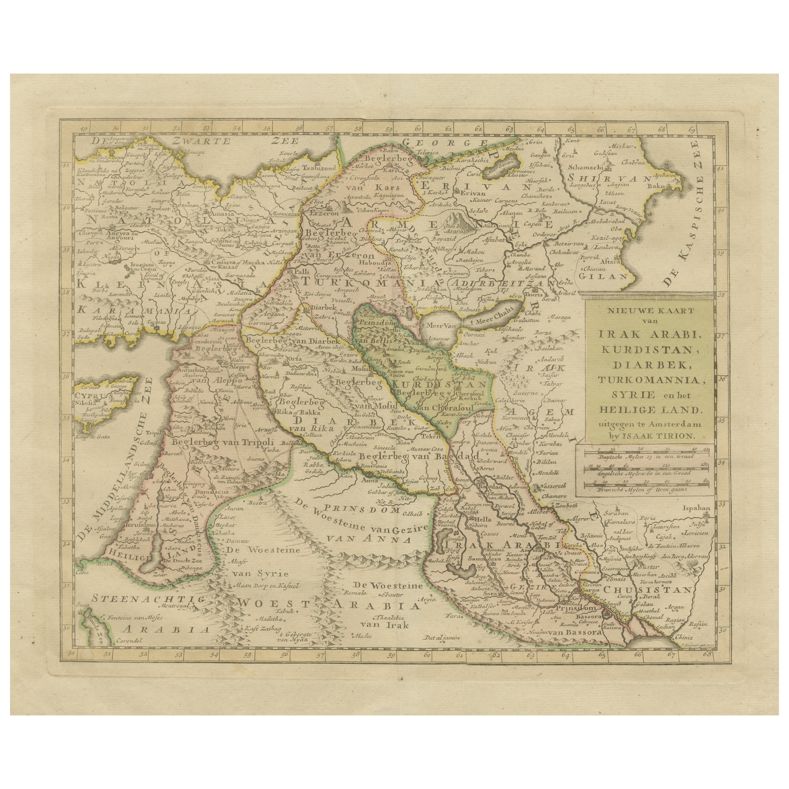 Antique Map of Eastern Turkey, Caucasus, Israel through Iraq and part of Arabia For Sale