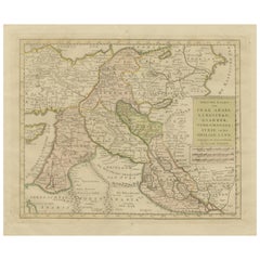 Carte ancienne de la Turquie orientale, du Caucase, d'Israel en passant par l'Irak et une partie de l'Arabie