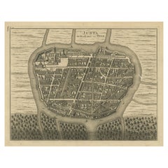 Antique plan of Ayutthaya, the capital of Siam, Thailand