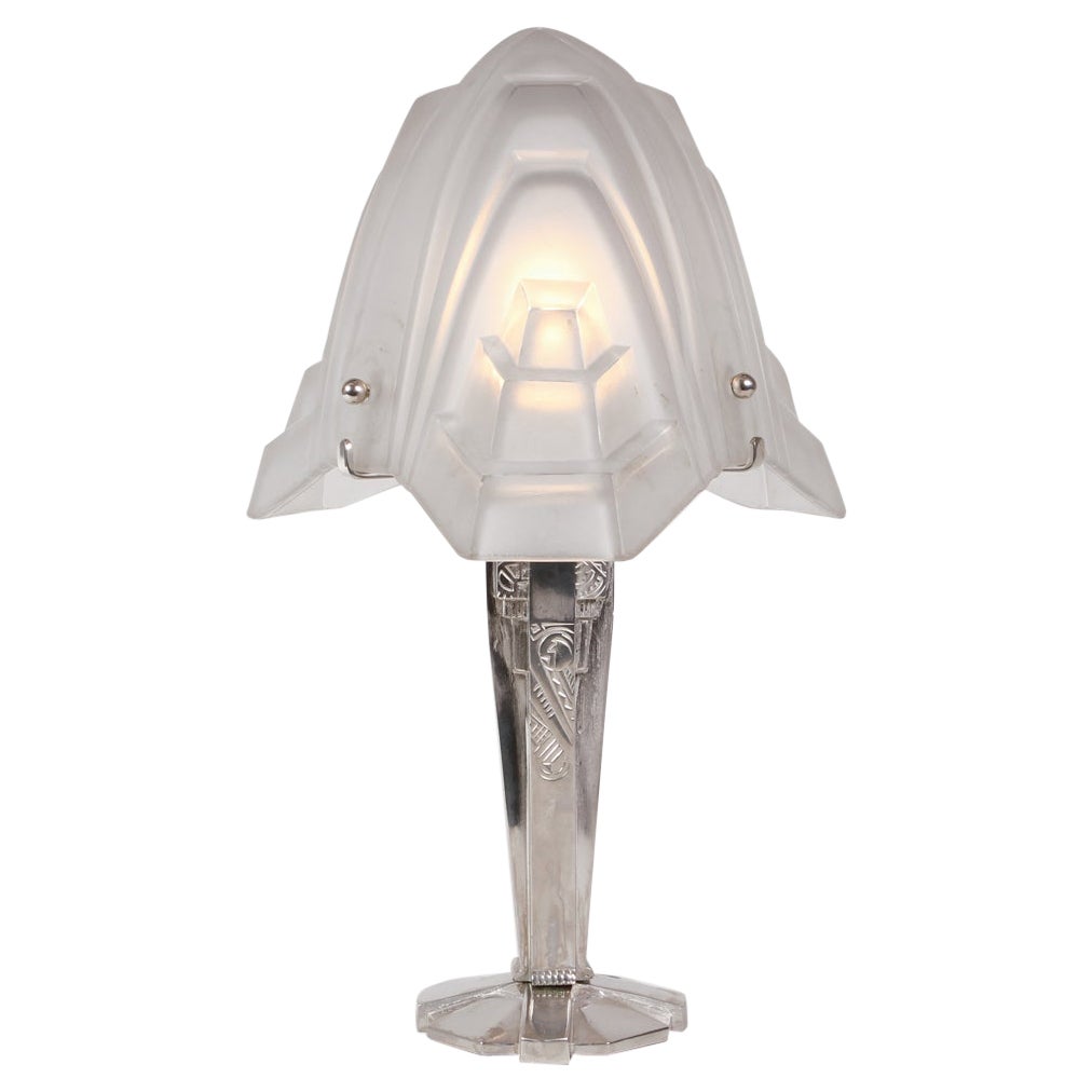 French Art Deco table lamp by Degué  For Sale