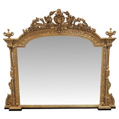  Ein sehr seltener und beeindruckender Overmantle-Spiegel aus Giltwood aus dem 19.