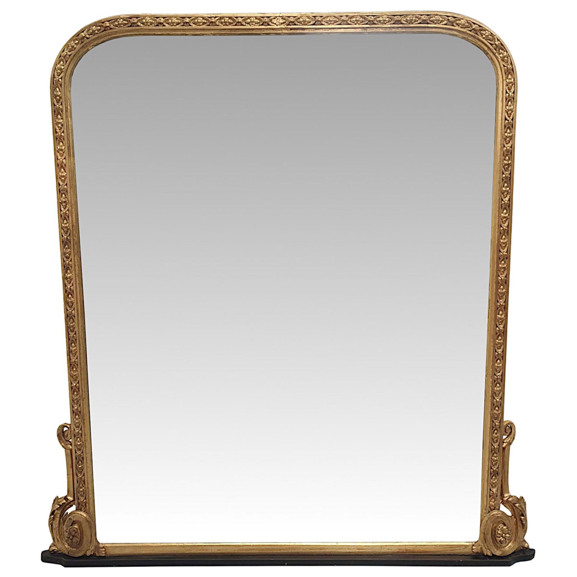 A Gorgeous 19th Century Giltwood Overmantle Mirror