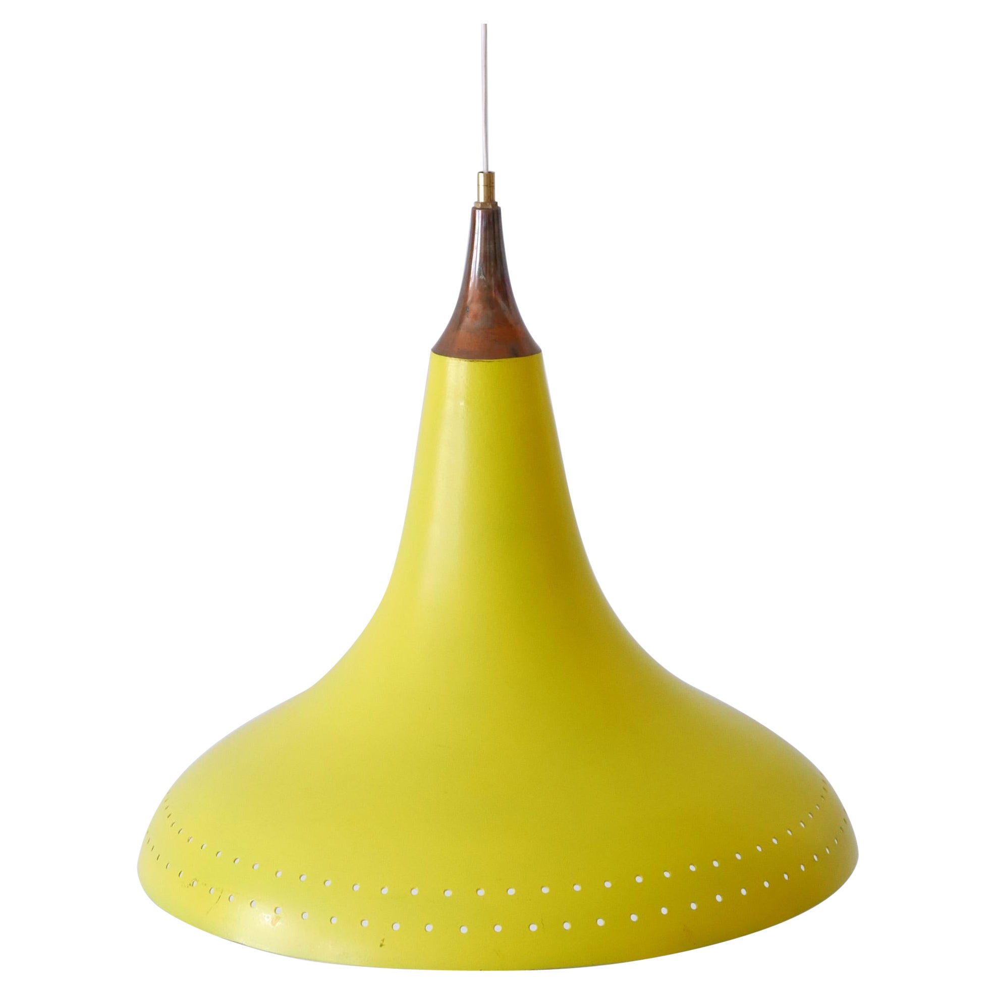 Elegant Mid-Century Modern Perforated Aluminium Pendant Lamp Austria 1960s