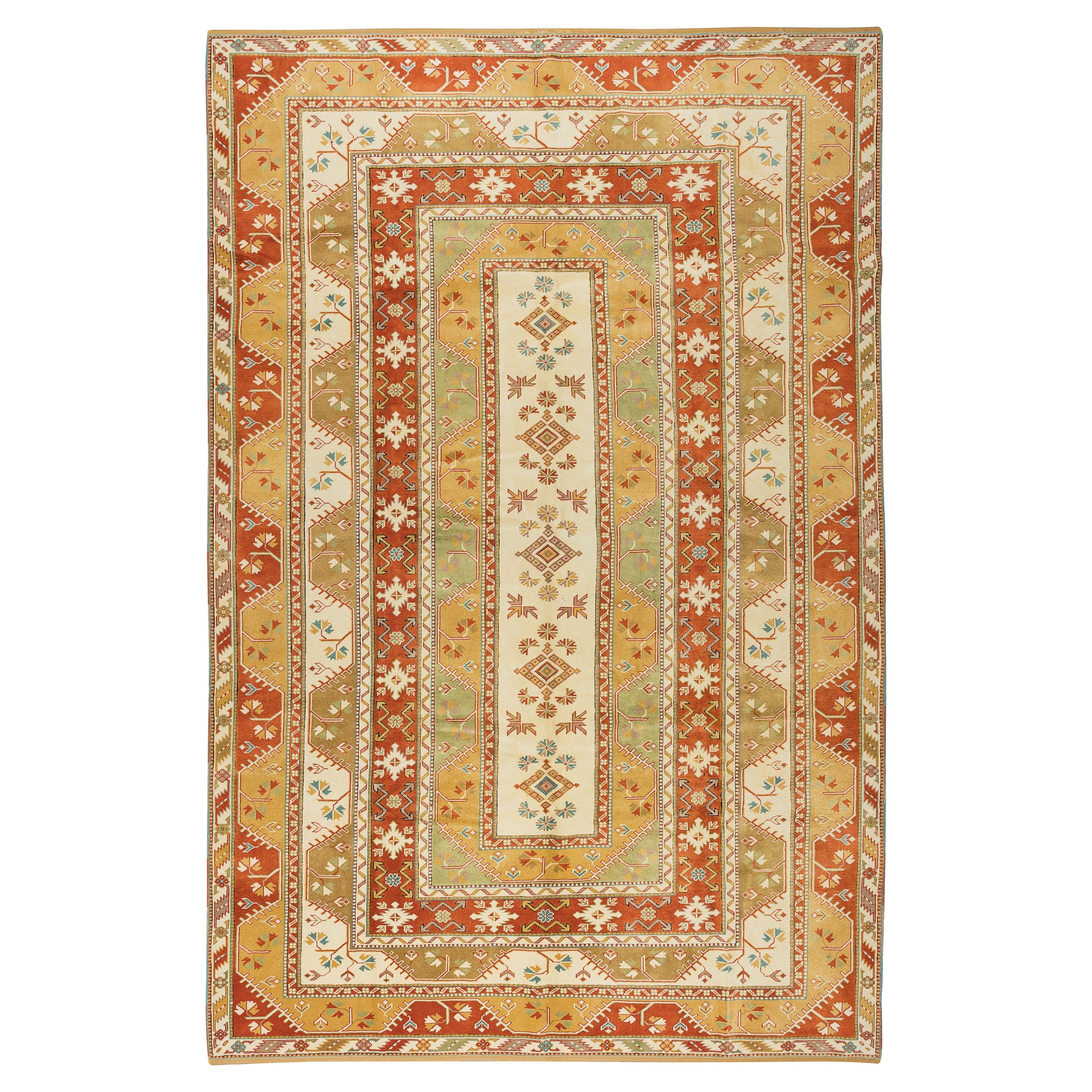 8x11.8 Ft One-of-a-Kind Vintage Turkish Milas Rug, Exceptional Handmade Carpet For Sale