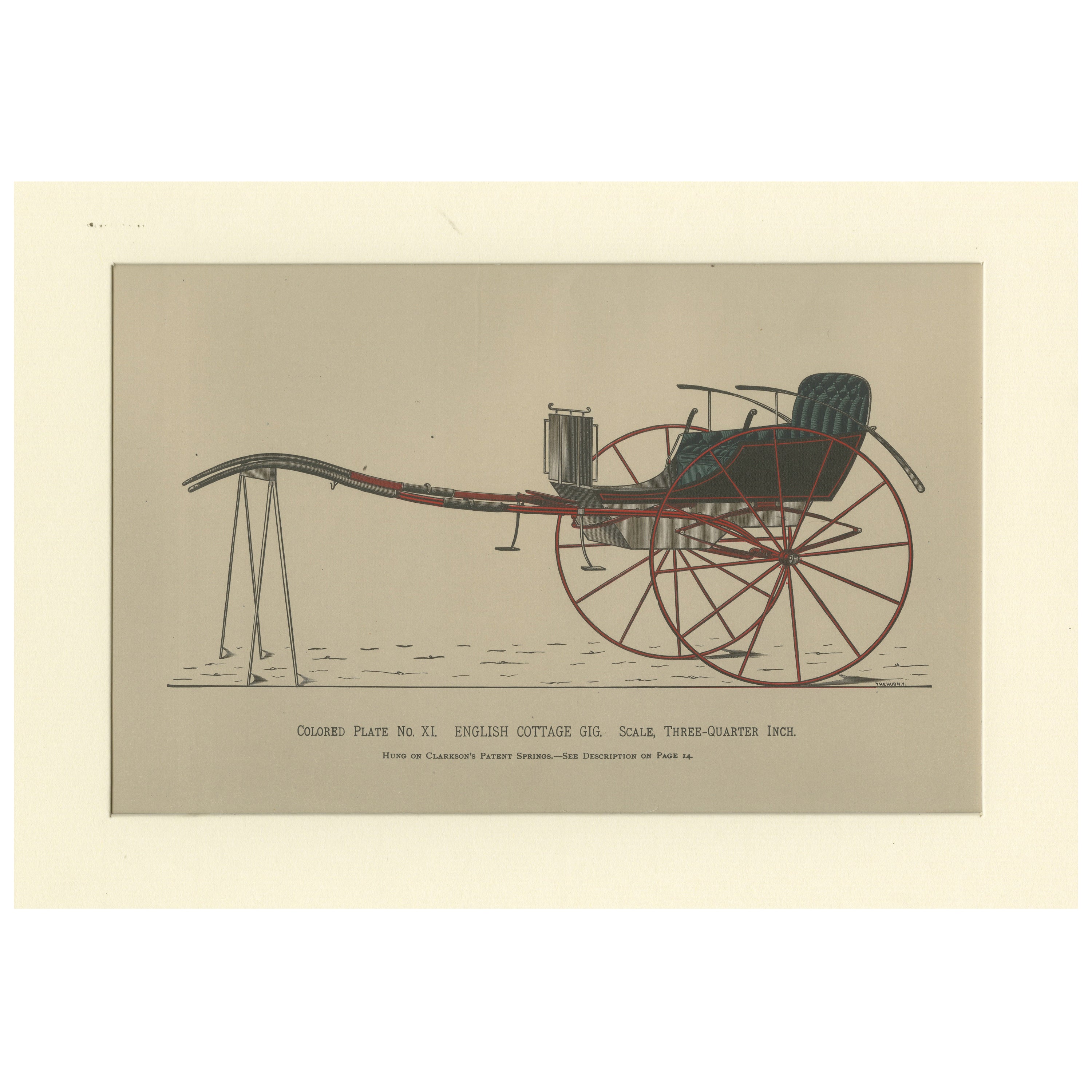Antique Print of a Two Wheeled Cart For Sale