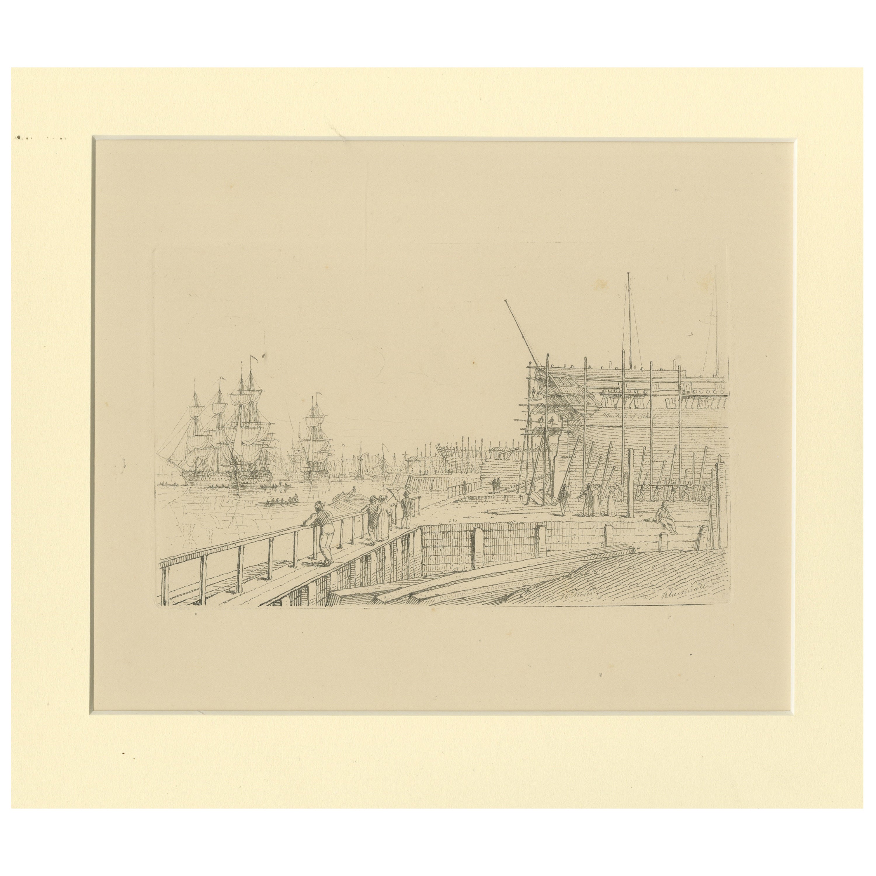 Antique Master Print with a Marine View 'Blackwall' For Sale