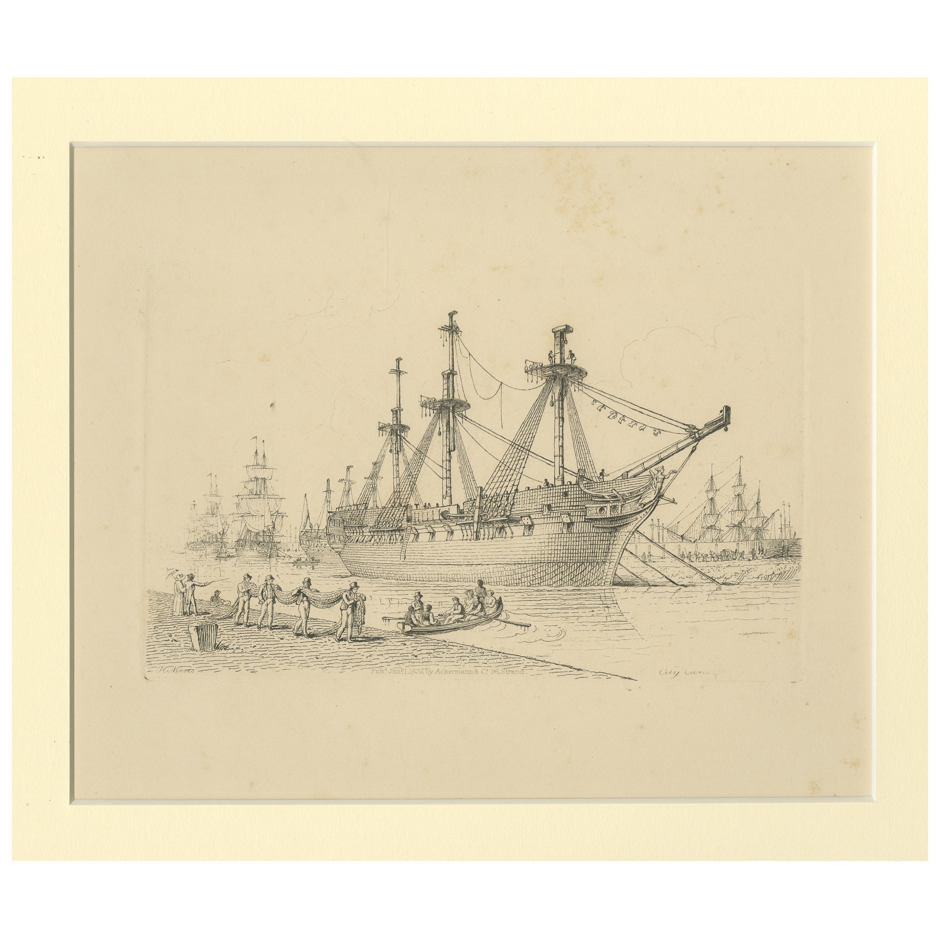 Antique Master Print with a Marine View 'City Canal' For Sale