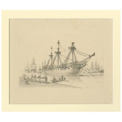 Antique Master Print with a Marine View 'City Canal'