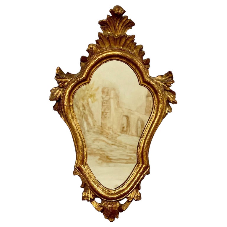 French louis xvi style bow knot pediment giltwood wall mirror