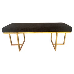 Upholstered Bench on Brass Base, Italy