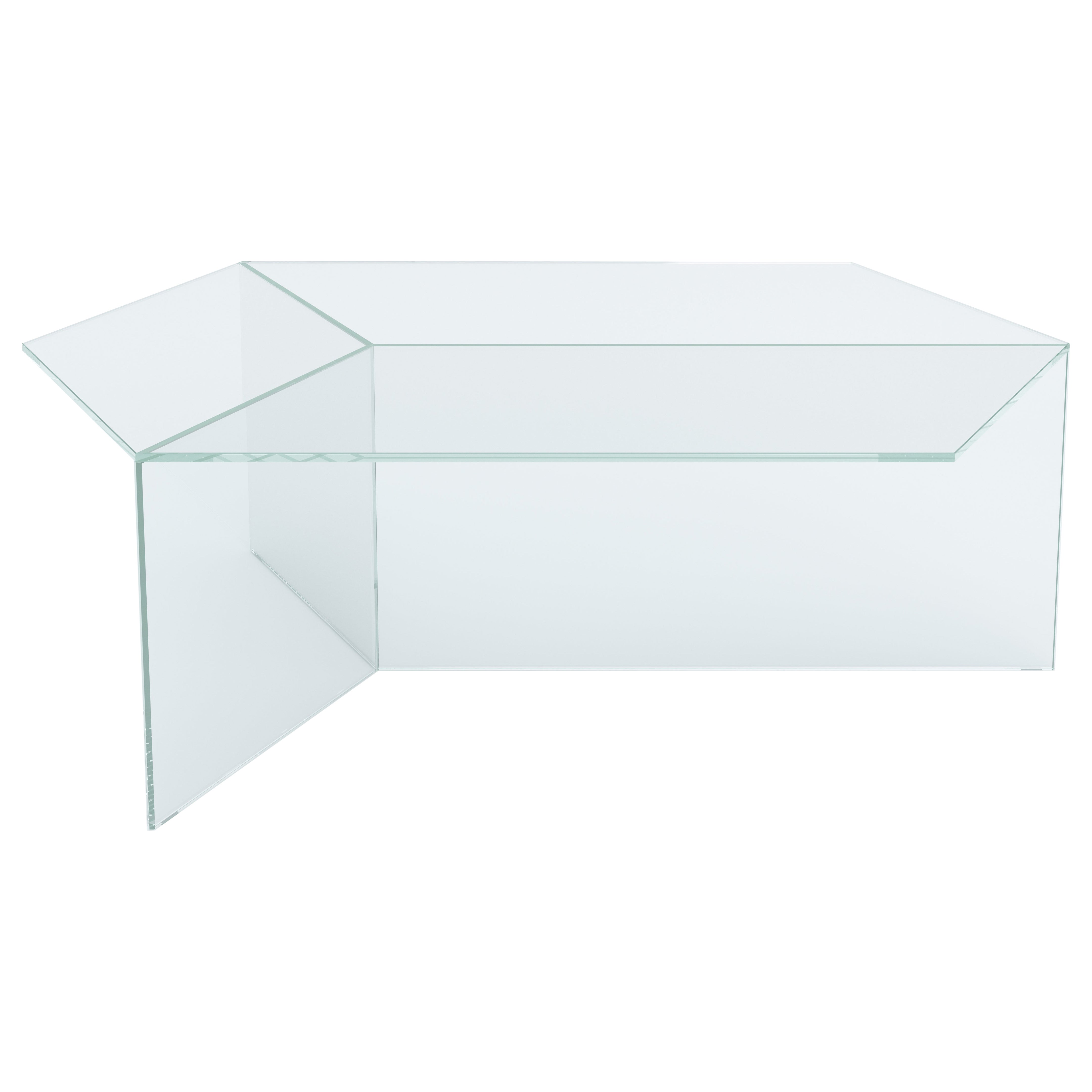 Isom Oblong 120 cm Coffee Table Clear Glass White, Sebastian Scherer Neo/Craft For Sale