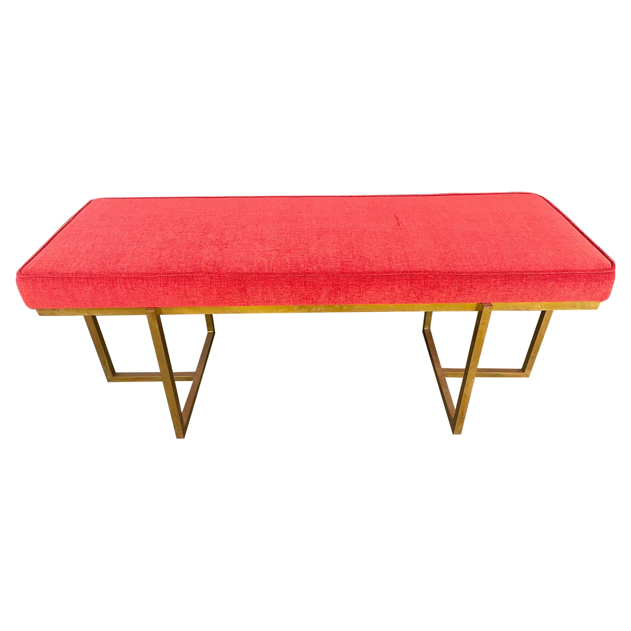 Upholstered Bench on Brass Base, Italy For Sale at 1stDibs