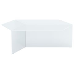 Table basse Isom oblong 105 cm en verre satiné blanc, Sebastian Scherer Neo/Craft