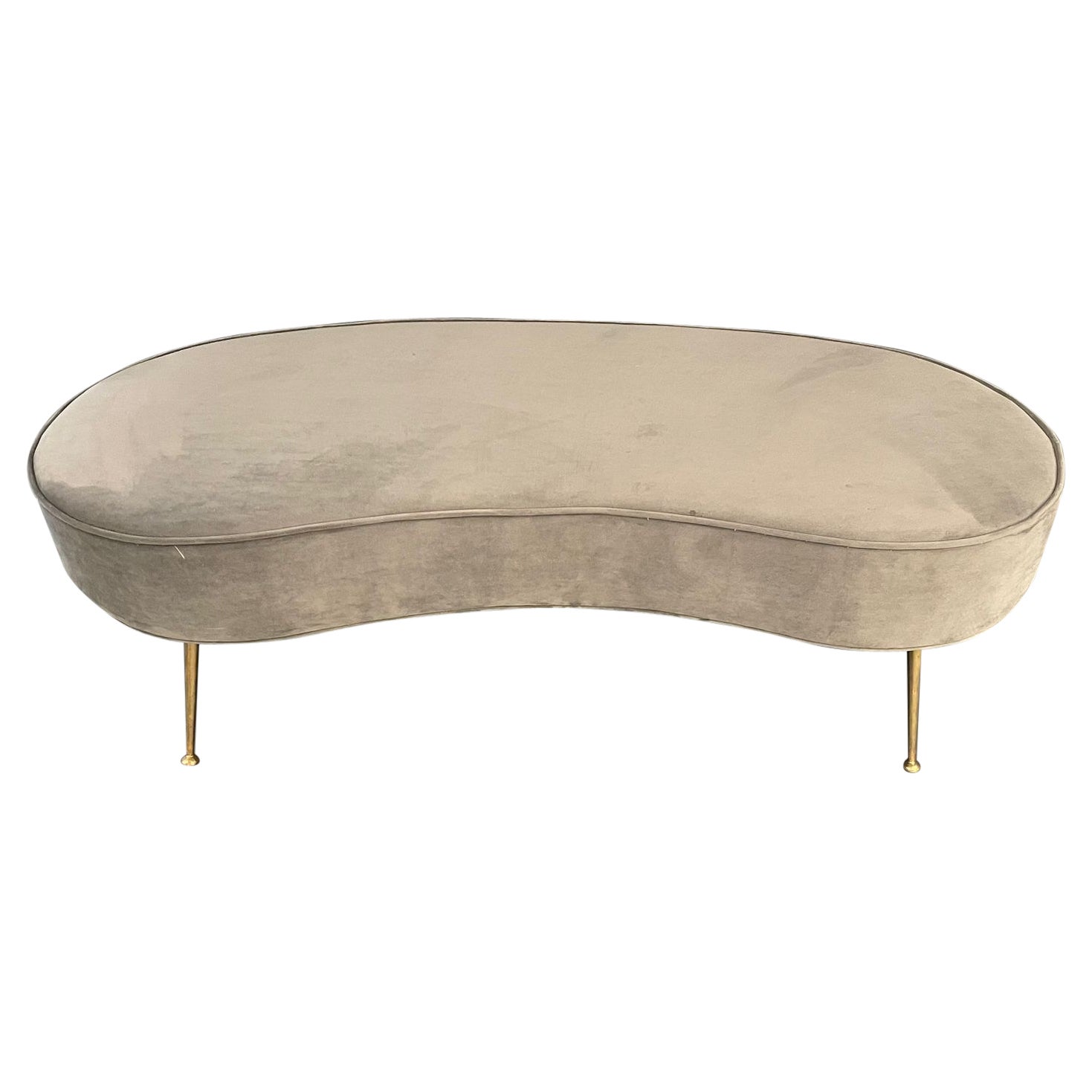 Bean Shaped Bench on Brass Legs, Italy 1980s For Sale