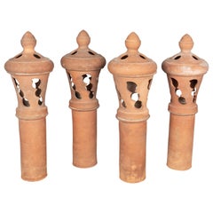 French Terracotta Roof Finials, Set of Four
