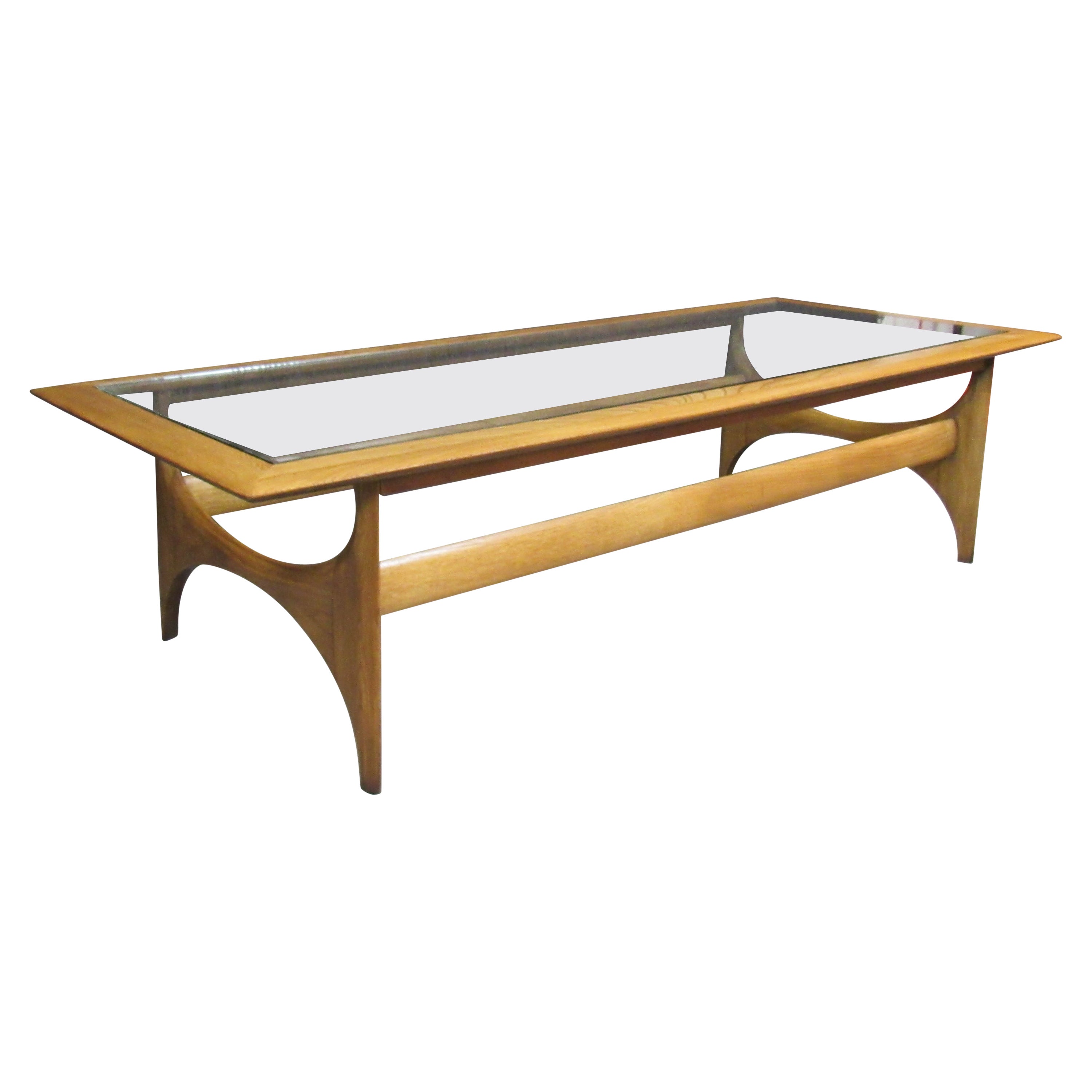 "Silhouette" Oak & Glass Coffee Table by Lane Furniture For Sale