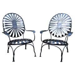 Retro Francois Carre Oval-Back Garden Chair - a Pair