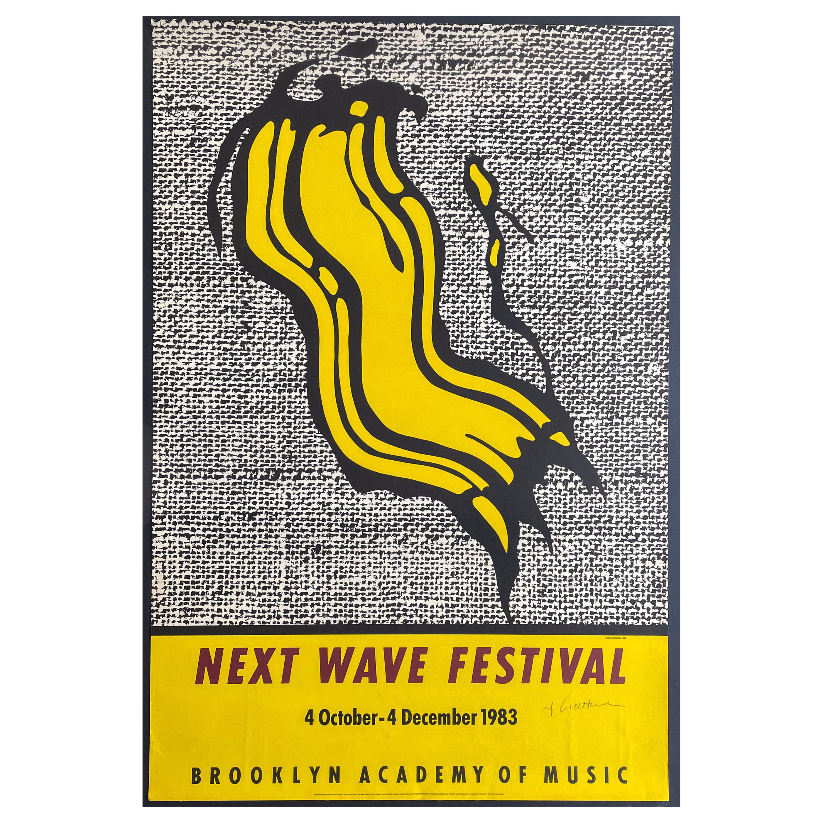 Next Wave Festival Poster Signed by Roy Lichtenstein For Sale