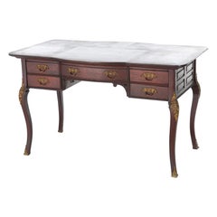 Antique French Mahogany & Ormolu Bureau Plat Writing Desk C1910