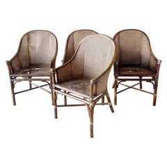 Bohemian Bamboo and Cane Arm Chairs by McGuire - Set of 4