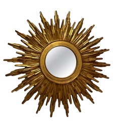 Beautiful Starburst Sunburst Gilded Resin Mirror Belgium, circa 1960s