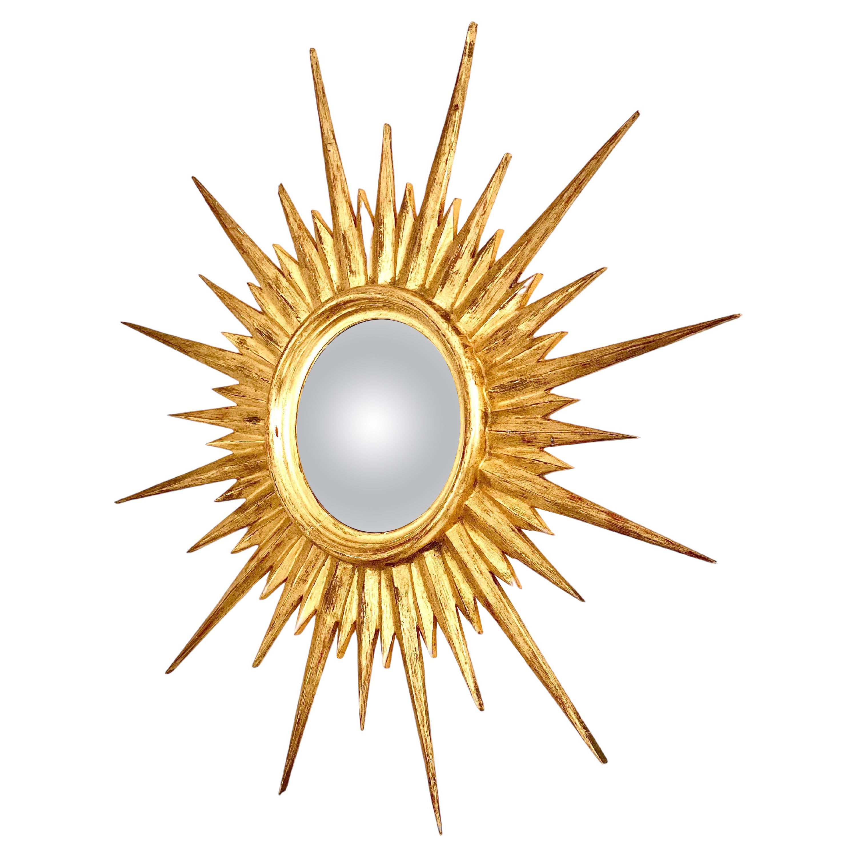 Wide Convex Sunburst Gold  Mirror 