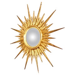 Wide Convex Sunburst Gold  Mirror 