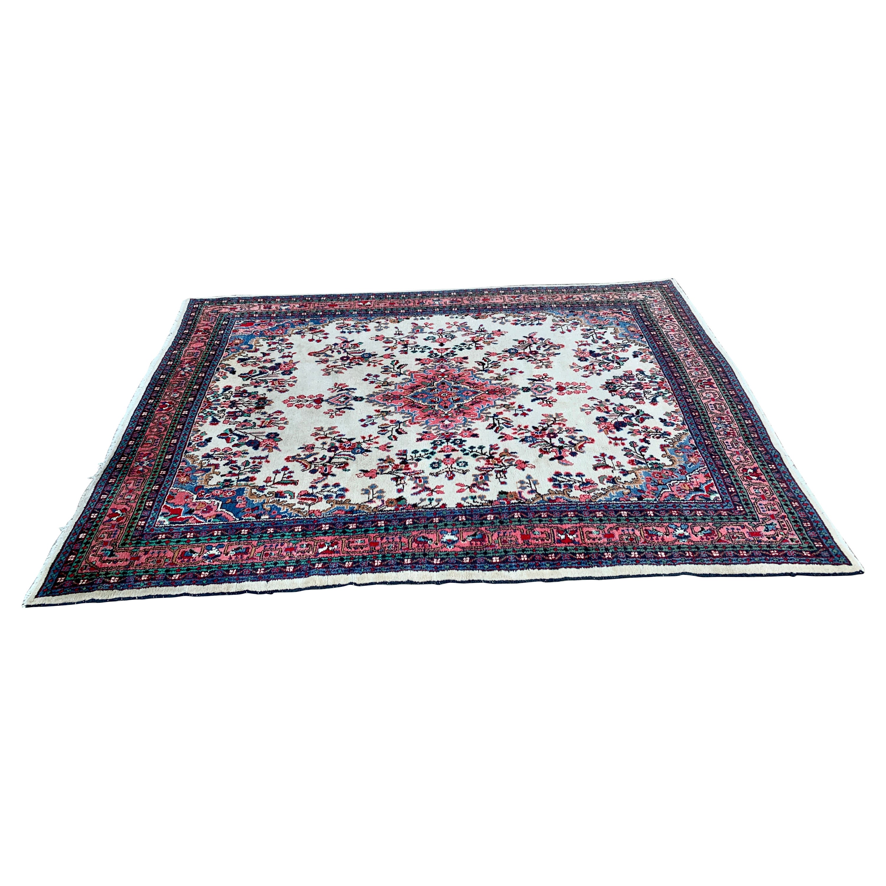 Vintage Hand-Knotted Persian Room Size Wool Rug For Sale