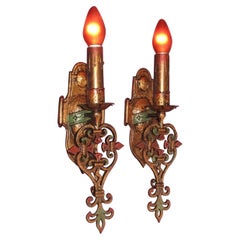 Six Large Spanish Revival Sconces, meticulously restored!  Priced per pair