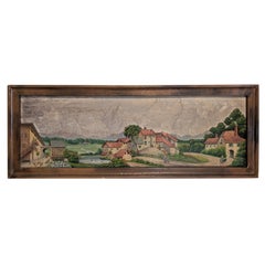 Charmante scène de village à l'aquarelle