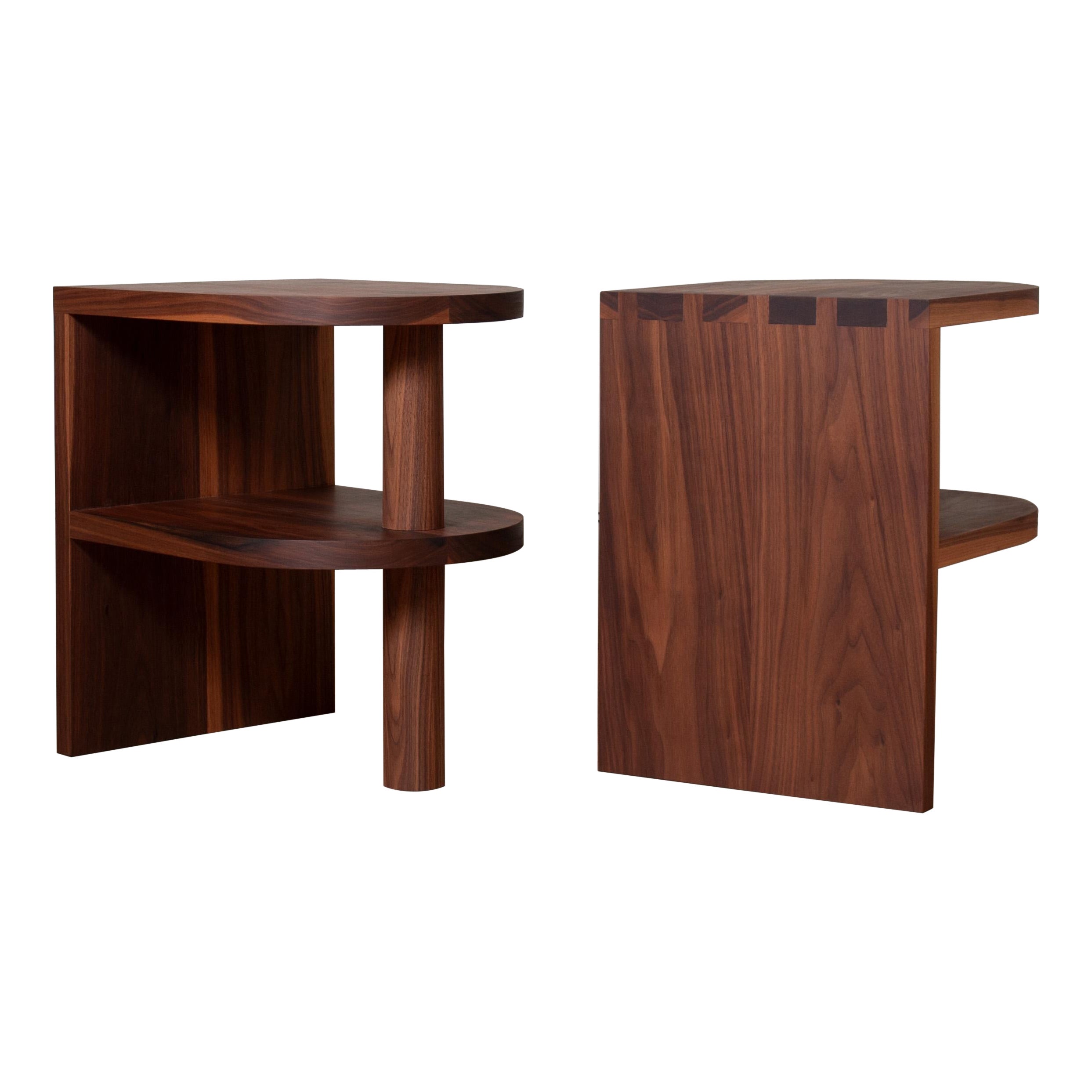 Pair of Handcrafted Walnut End Tables
