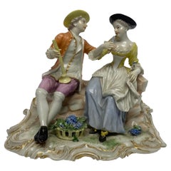 Antique Ludwigsburg porcelain group, J.C. Haselmeyer, c. 1770.