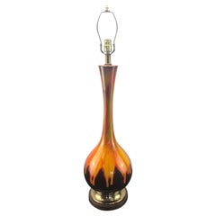 Large Mid Century Orange Drip Glaze Lamp