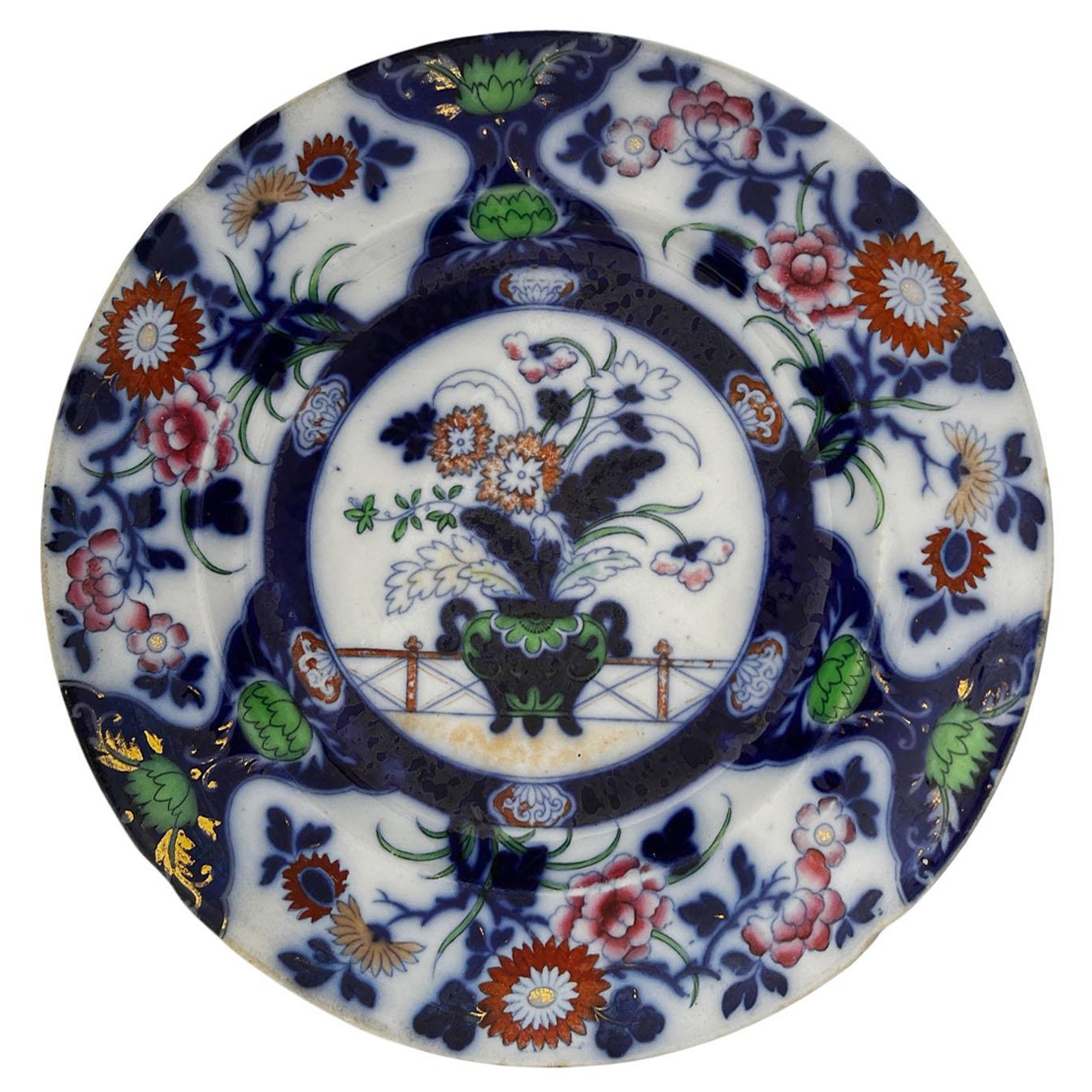 Assiette en pierre ivoire Imari par Hicks & Meigh 